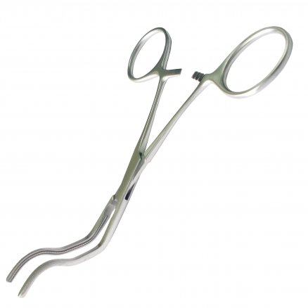 Затискач по GREGORY атравматичний, кровоспинний, зігнутий, для глибоких порожнин. Довжина 14,0 см